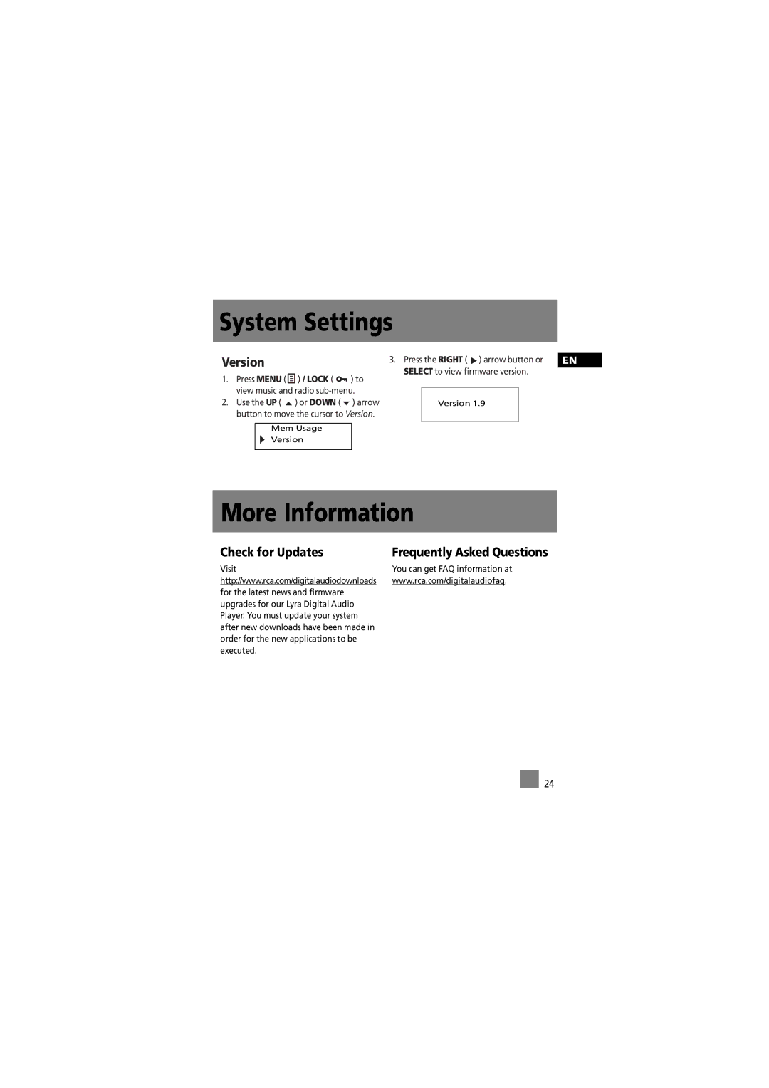 RCA 5588825C manual More Information, Check for Updates, Frequently Asked Questions 