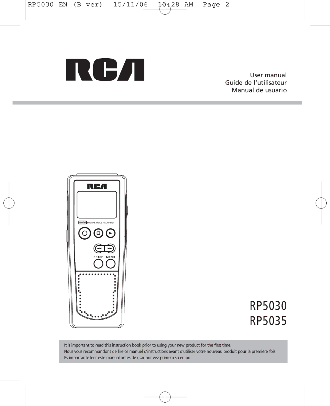 RCA 5629403B user manual RP5030 RP5035 