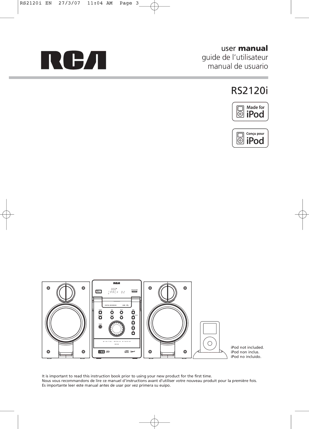 RCA 5643738A user manual RS2120i 