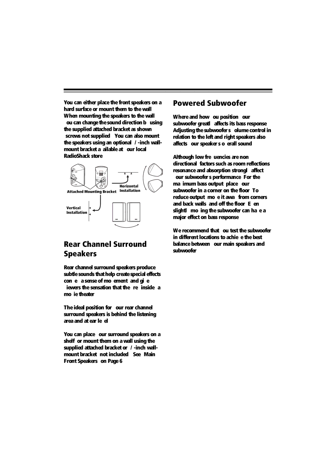 RCA 6-Piece Home Theater Speaker Package owner manual Rear Channel Surround Speakers 