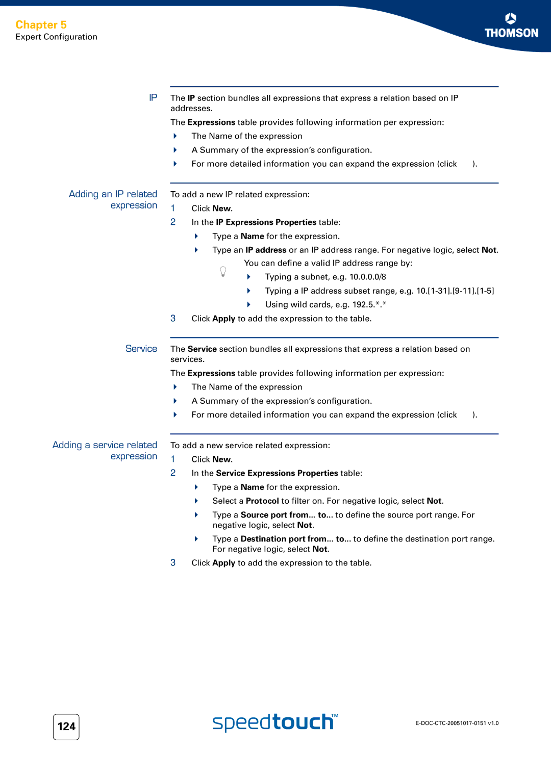 RCA 608WL, 620, 605 manual Adding an IP related expression, Service Adding a service related expression 