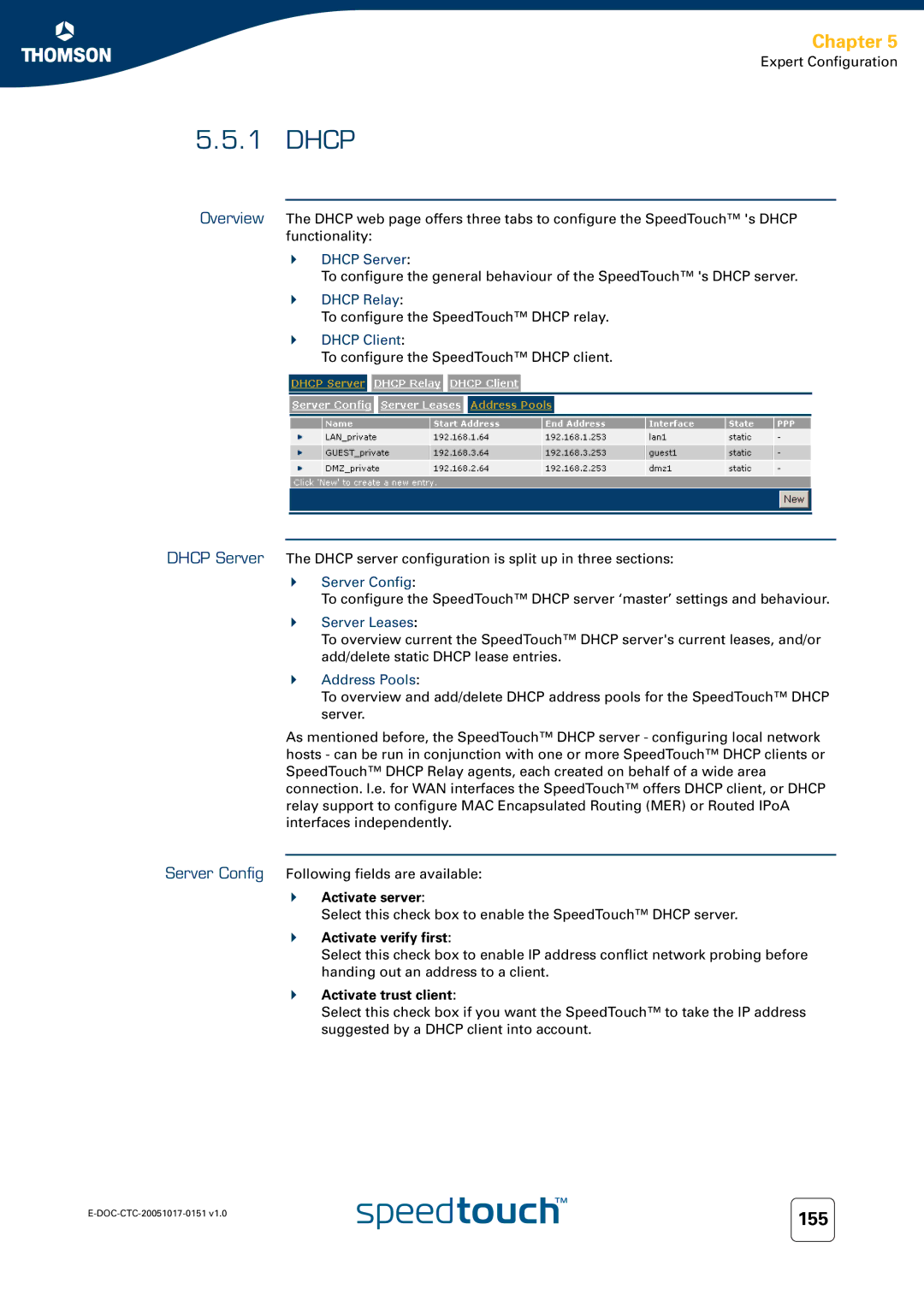 RCA 620, 608WL, 605 manual Dhcp, Activate server, Activate verify first, Activate trust client 