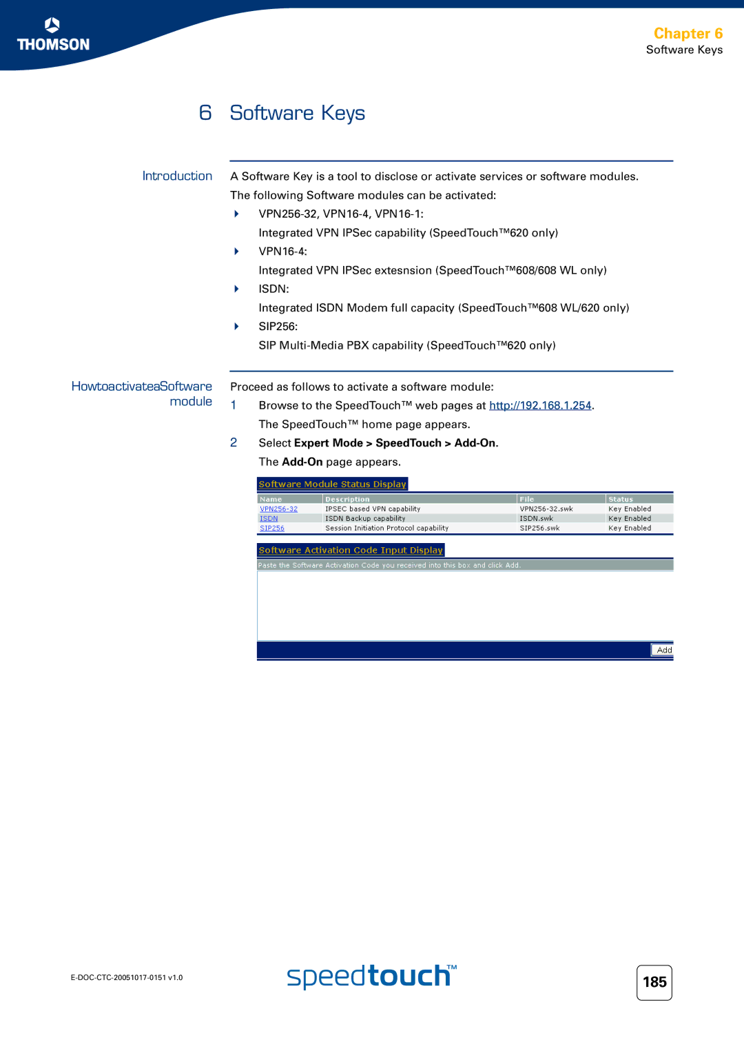 RCA 605, 620, 608WL manual Software Keys, HowtoactivateaSoftware module 