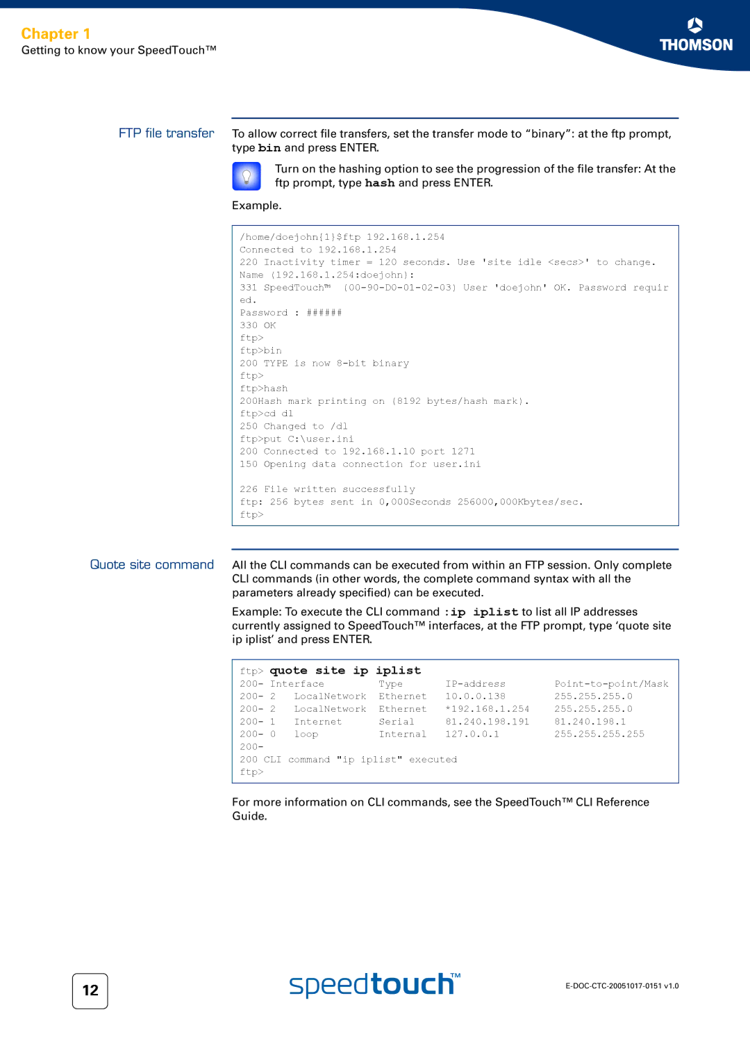 RCA 608WL, 620, 605 manual Ftp quote site ip iplist 