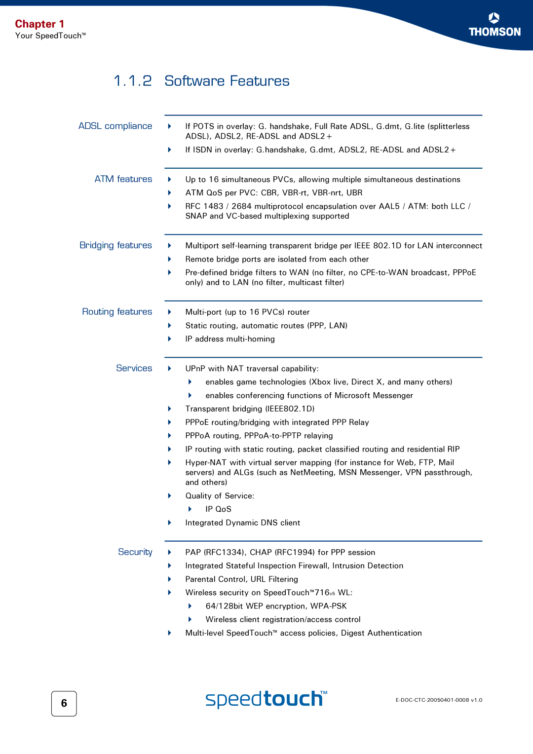 RCA 716v5 (WL) manual Software Features 