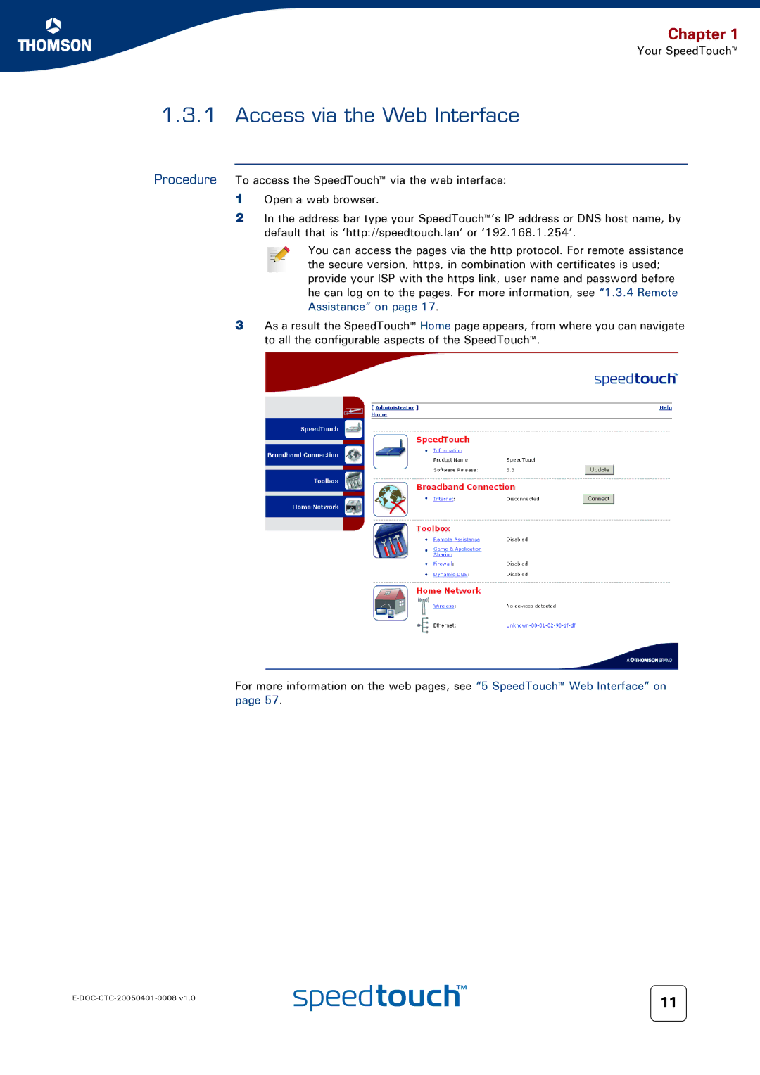 RCA 716v5 (WL) manual Access via the Web Interface 