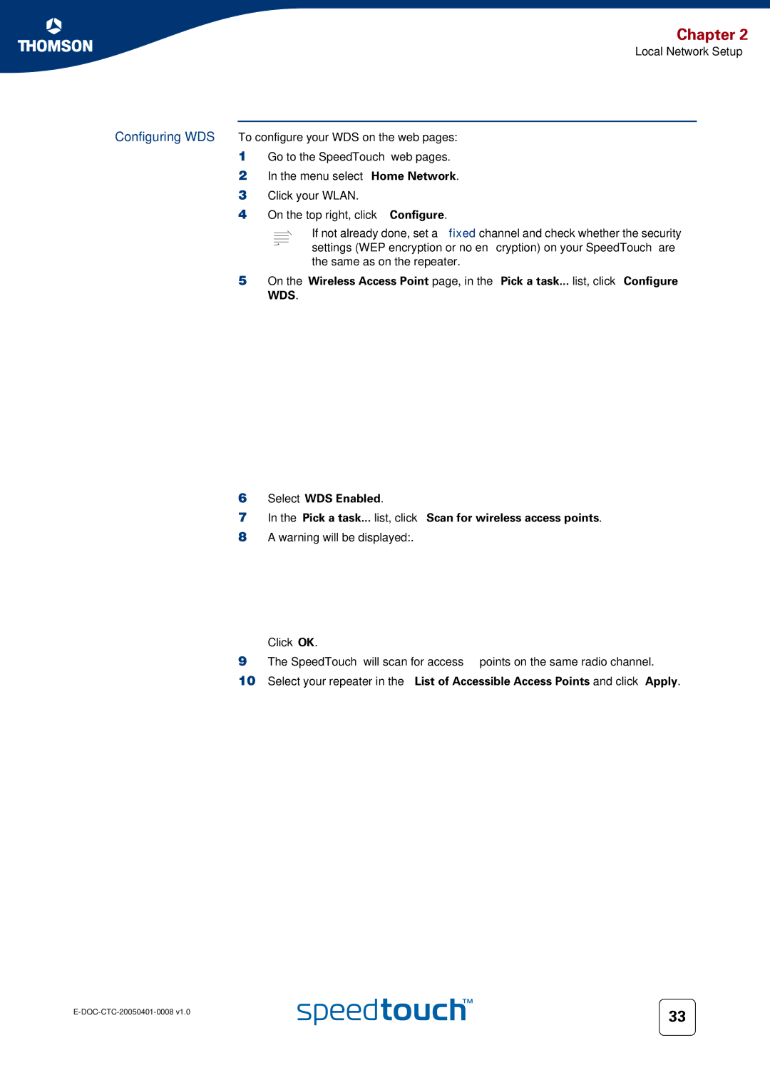 RCA 716v5 (WL) manual Configuring WDS 