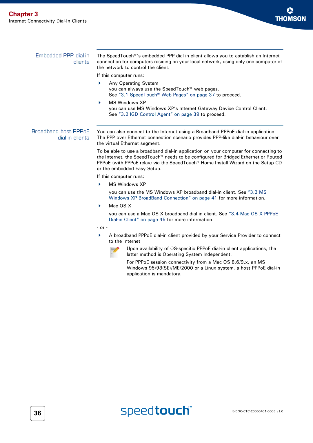 RCA 716v5 (WL) manual See 3.1 SpeedTouch Web Pages on page 37 to proceed 