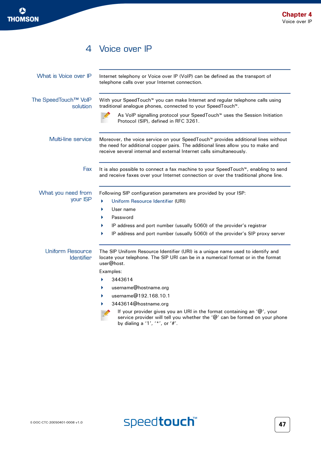 RCA 716v5 (WL) manual What is Voice over IP, SpeedTouch VoIP, Solution 