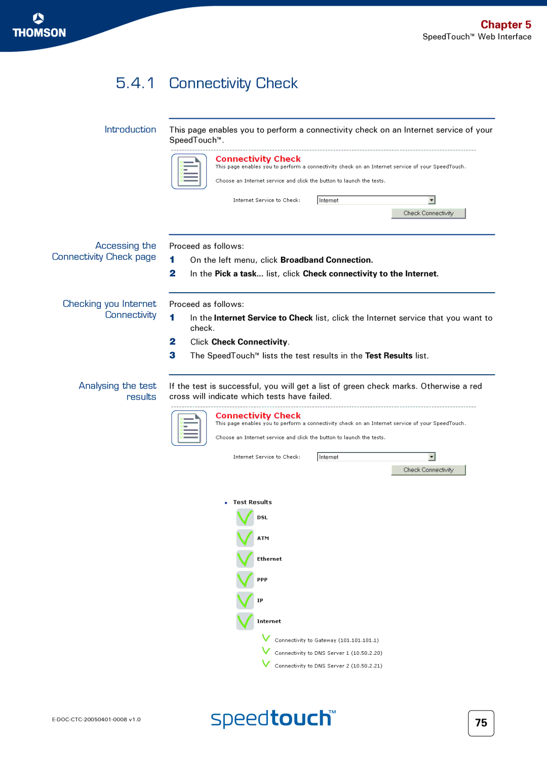 RCA 716v5 (WL) manual Connectivity Check, Click Check Connectivity 