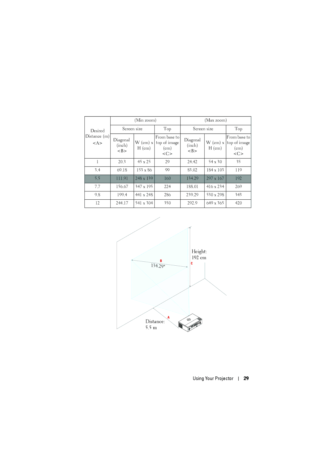 RCA 7700 manual Height 192 cm Distance 5.5 m 