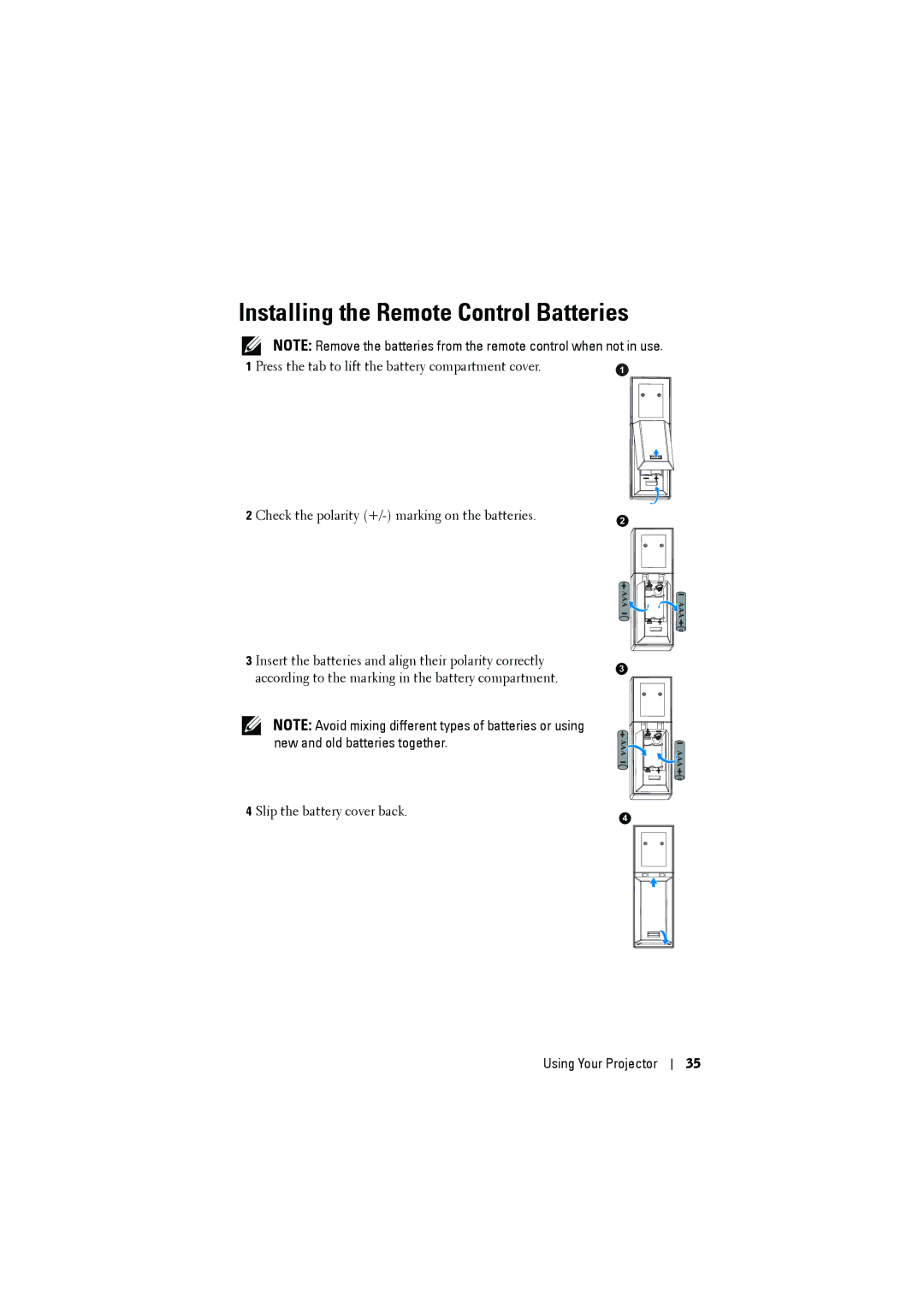 RCA 7700 manual Installing the Remote Control Batteries, Press the tab to lift the battery compartment cover 