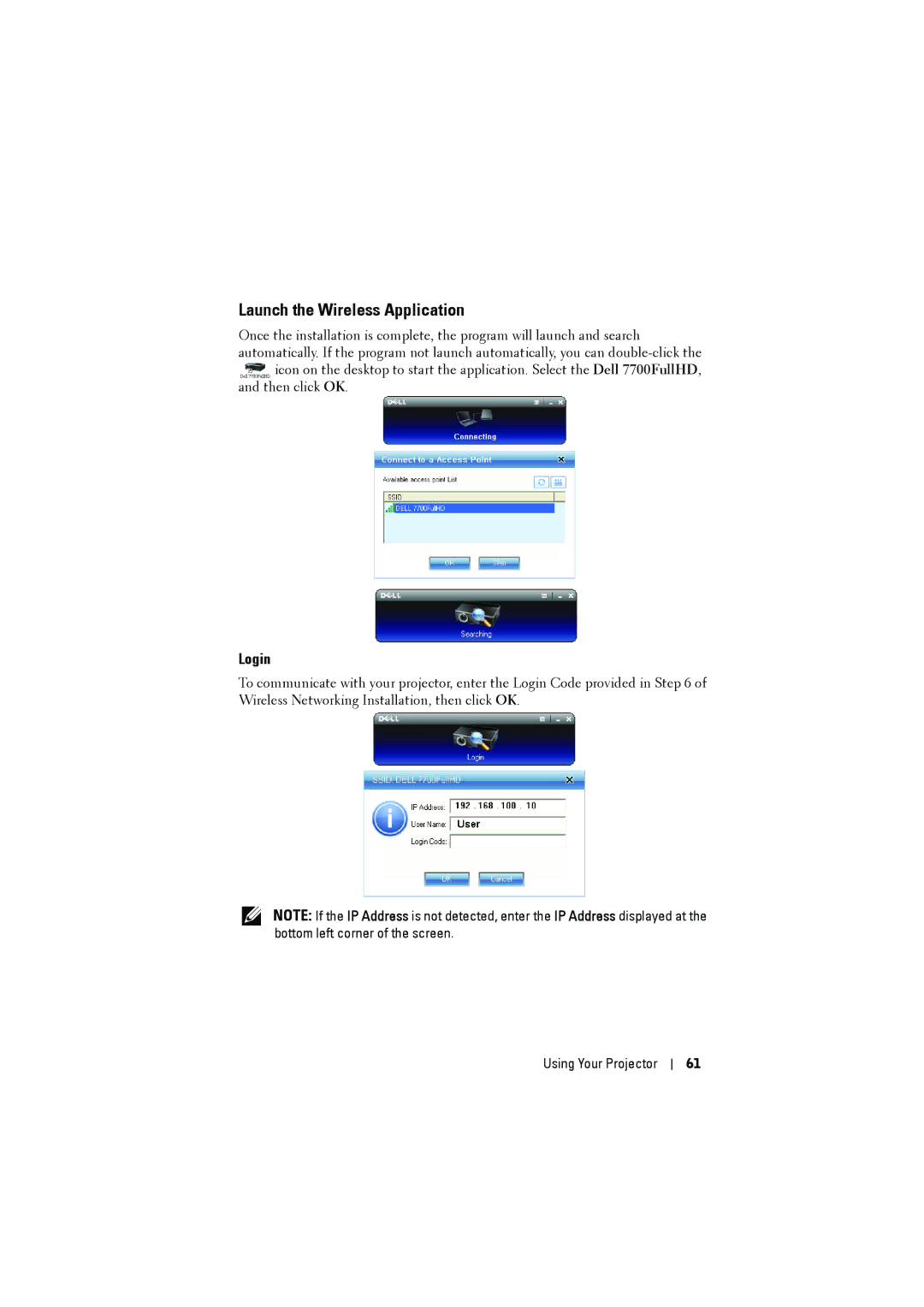 RCA 7700 manual Launch the Wireless Application, Login 