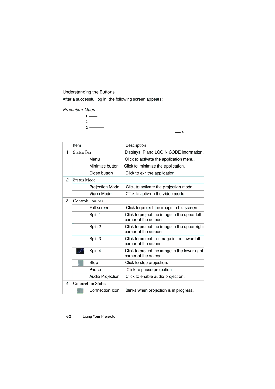 RCA 7700 manual Understanding the Buttons, Status Bar, Status Mode, Controls Toolbar, Connection Status 