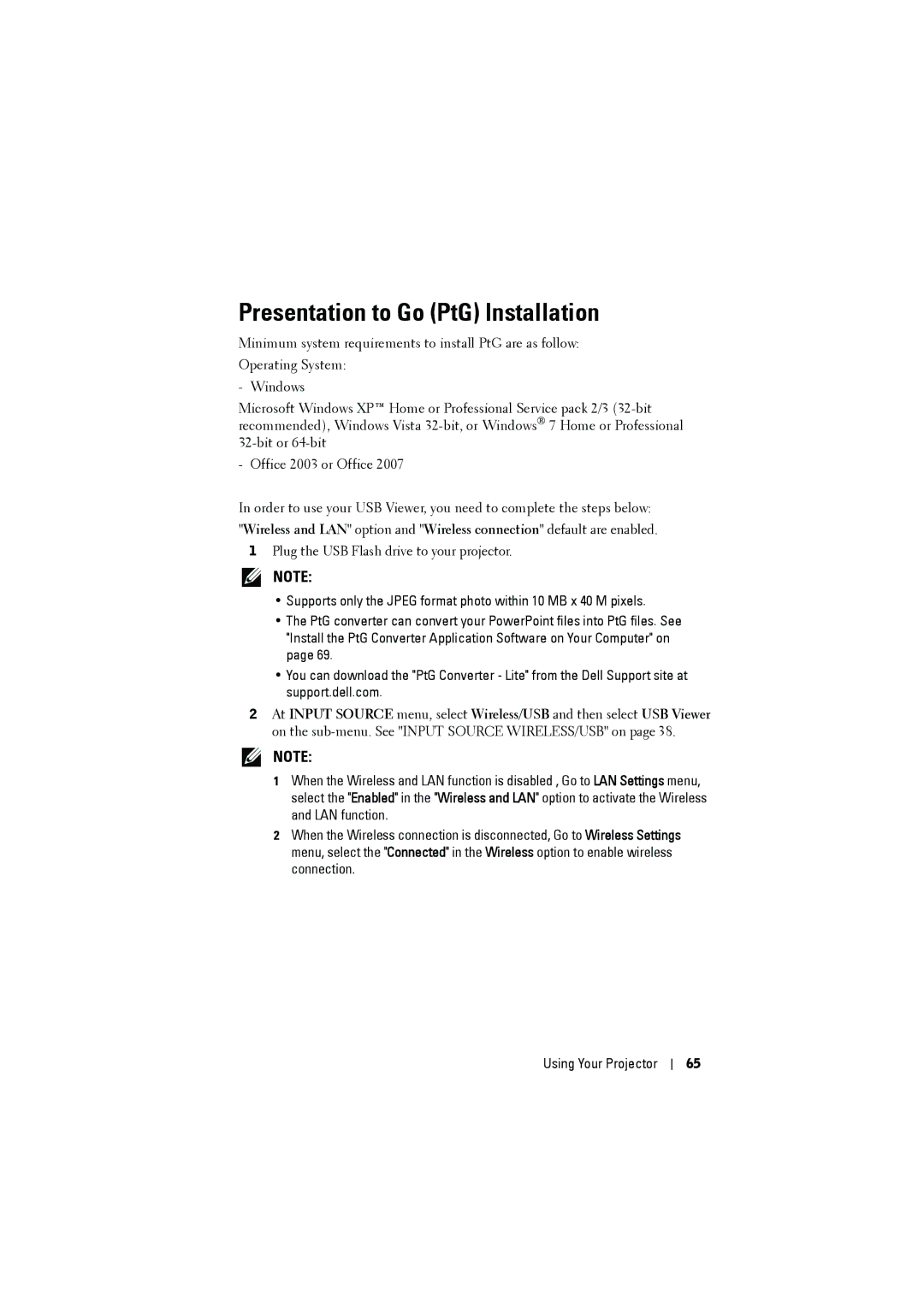 RCA 7700 manual Presentation to Go PtG Installation 