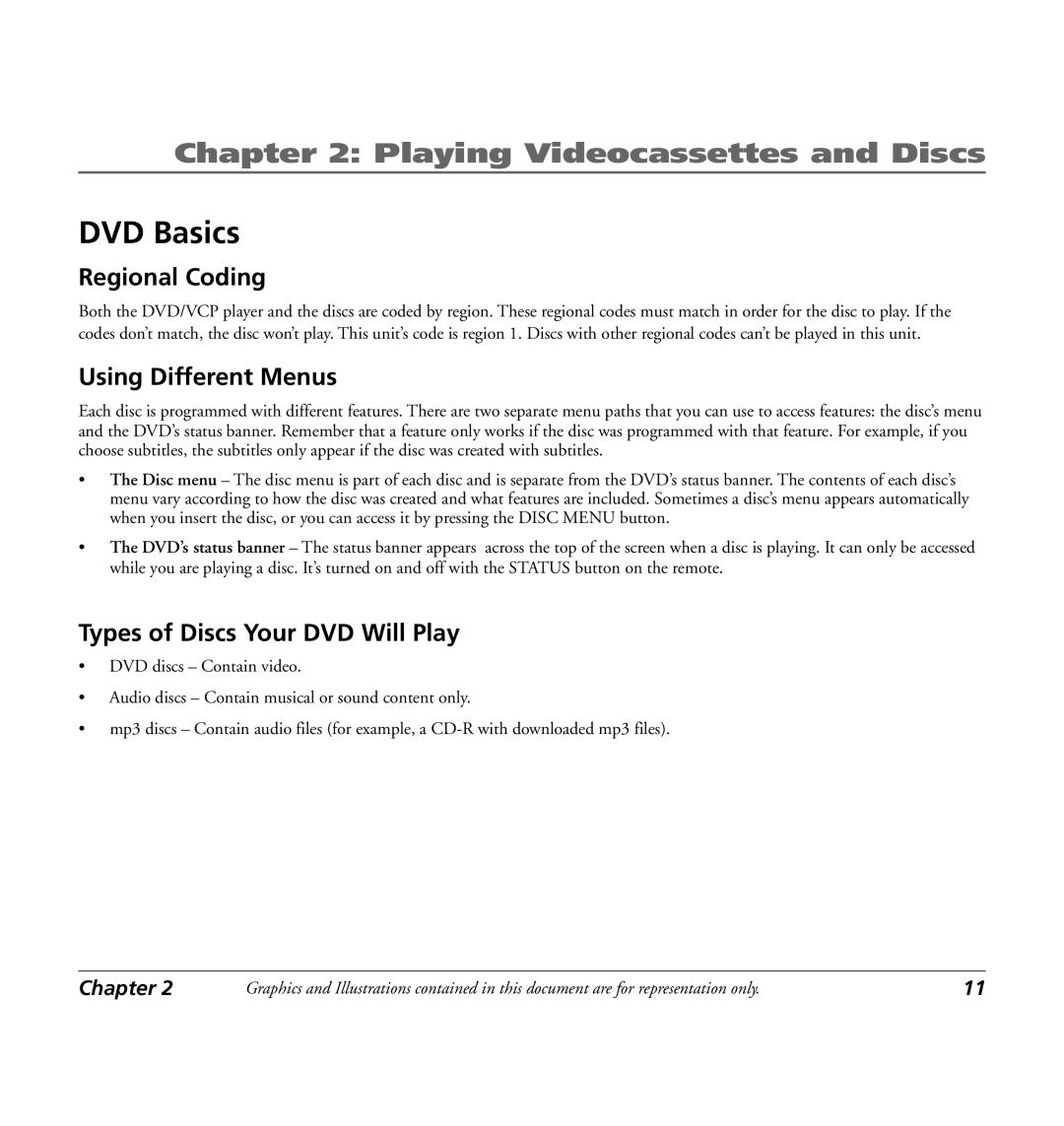 RCA 7L400MDV manual DVD Basics, Regional Coding, Using Different Menus, Types of Discs Your DVD Will Play 
