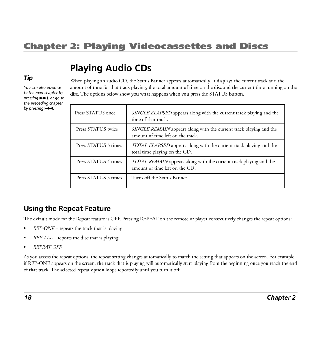 RCA 7L400MDV manual Playing Audio CDs, Tip 