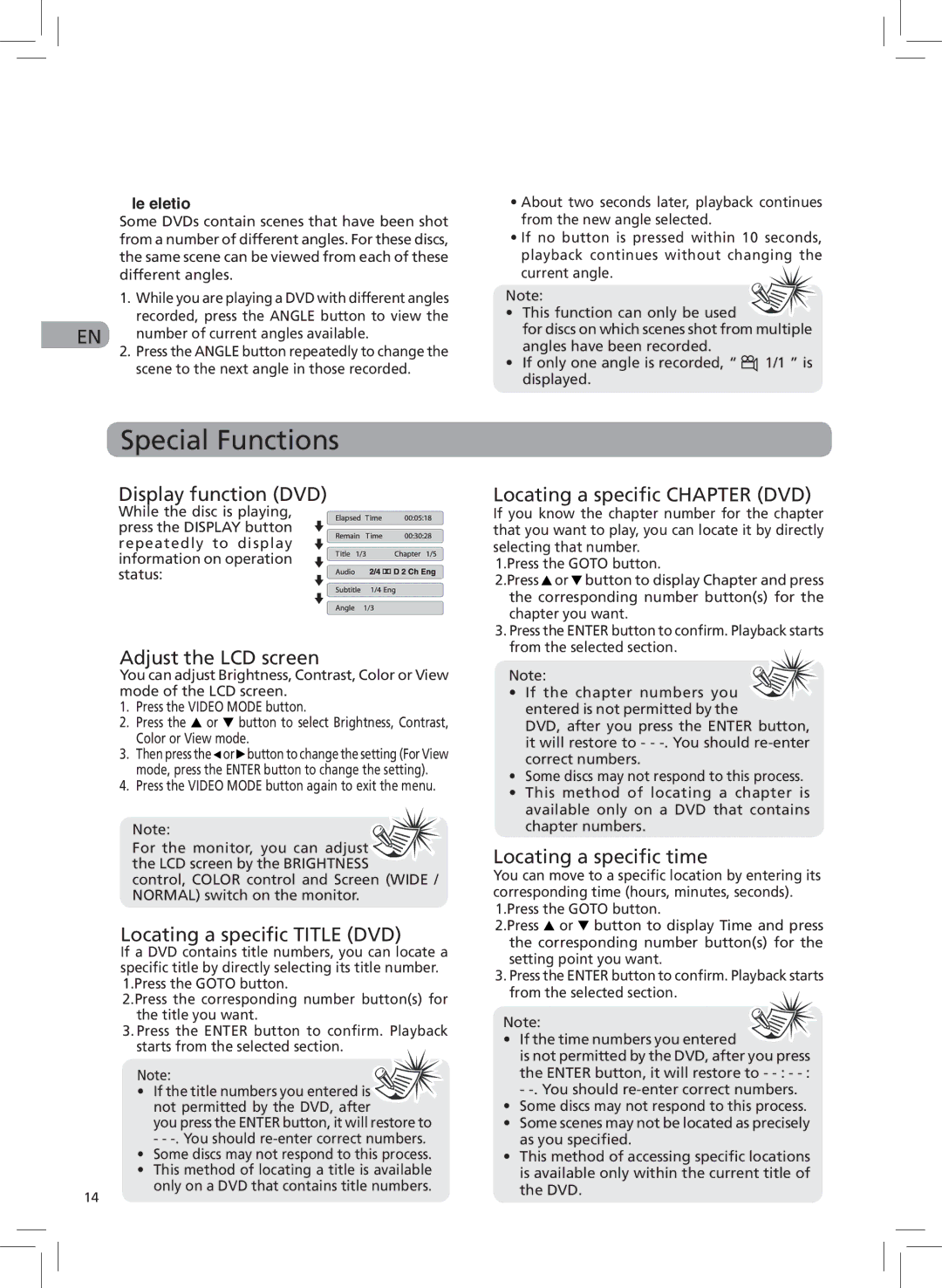 RCA DRC6272, 811-727191W030 user manual Special Functions 