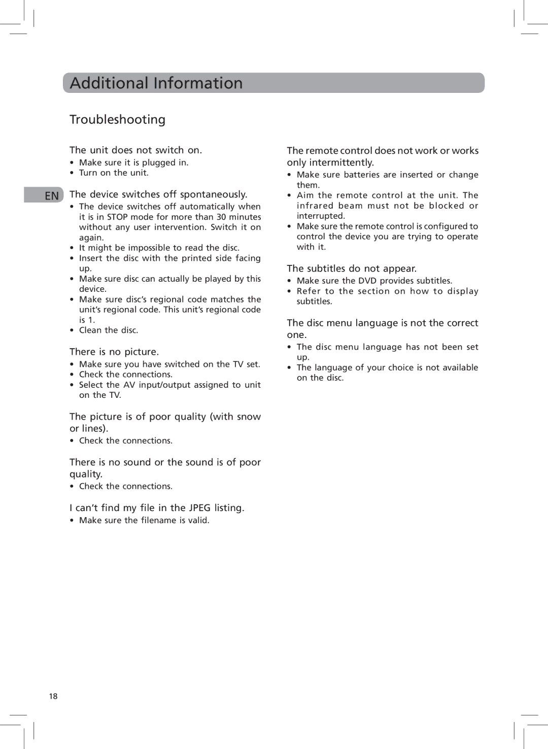 RCA DRC6272, 811-727191W030 user manual Additional Information, Troubleshooting 