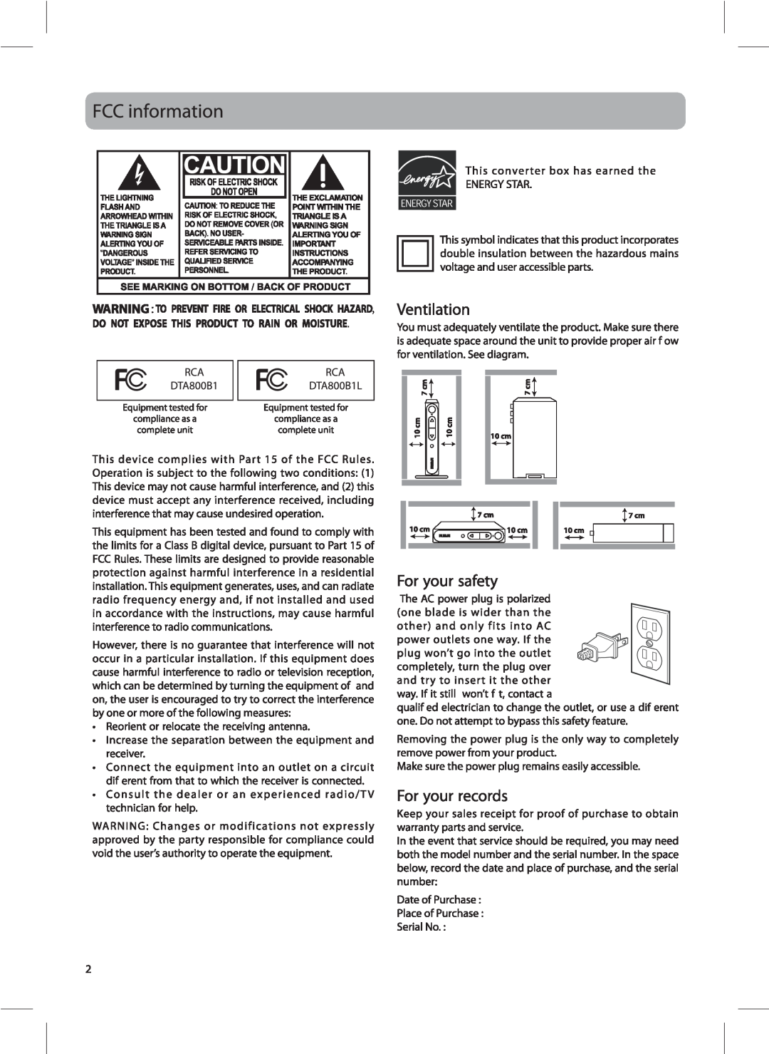 RCA 811-DTA891W030, DTA800B1L user manual 