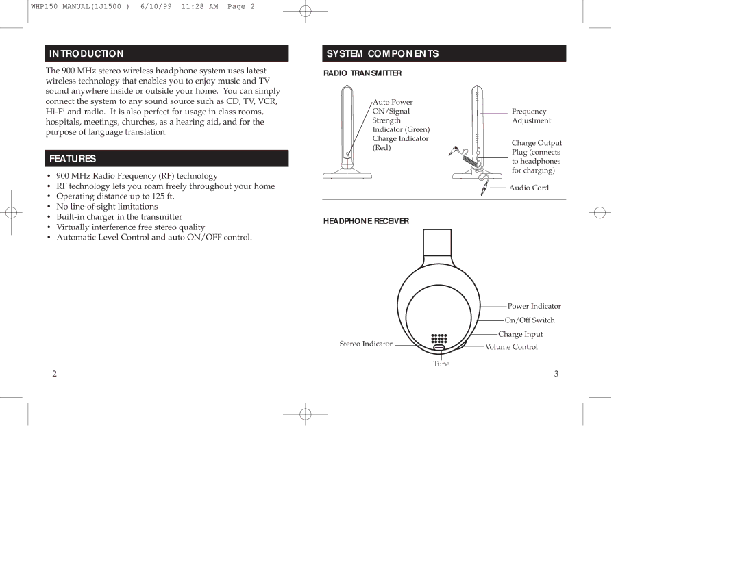 RCA 900 MHz manual Introduction, System Components, Features 