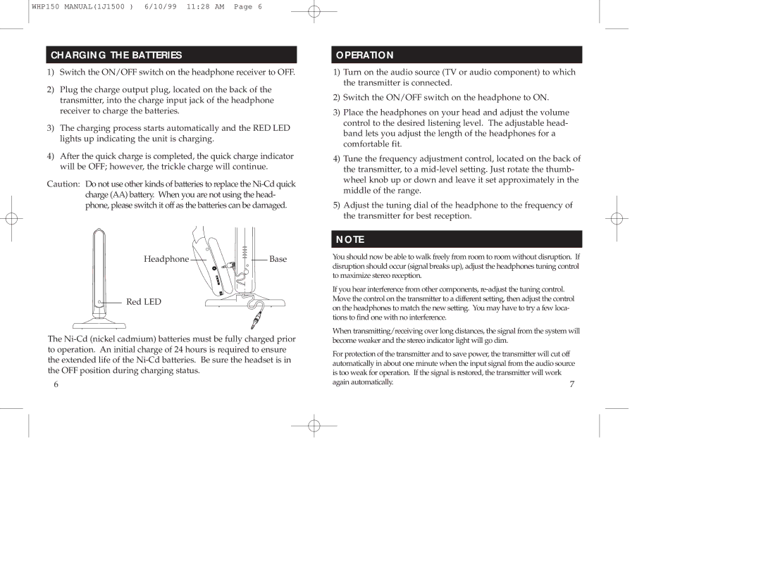 RCA 900 MHz manual Charging the Batteries, Operation 