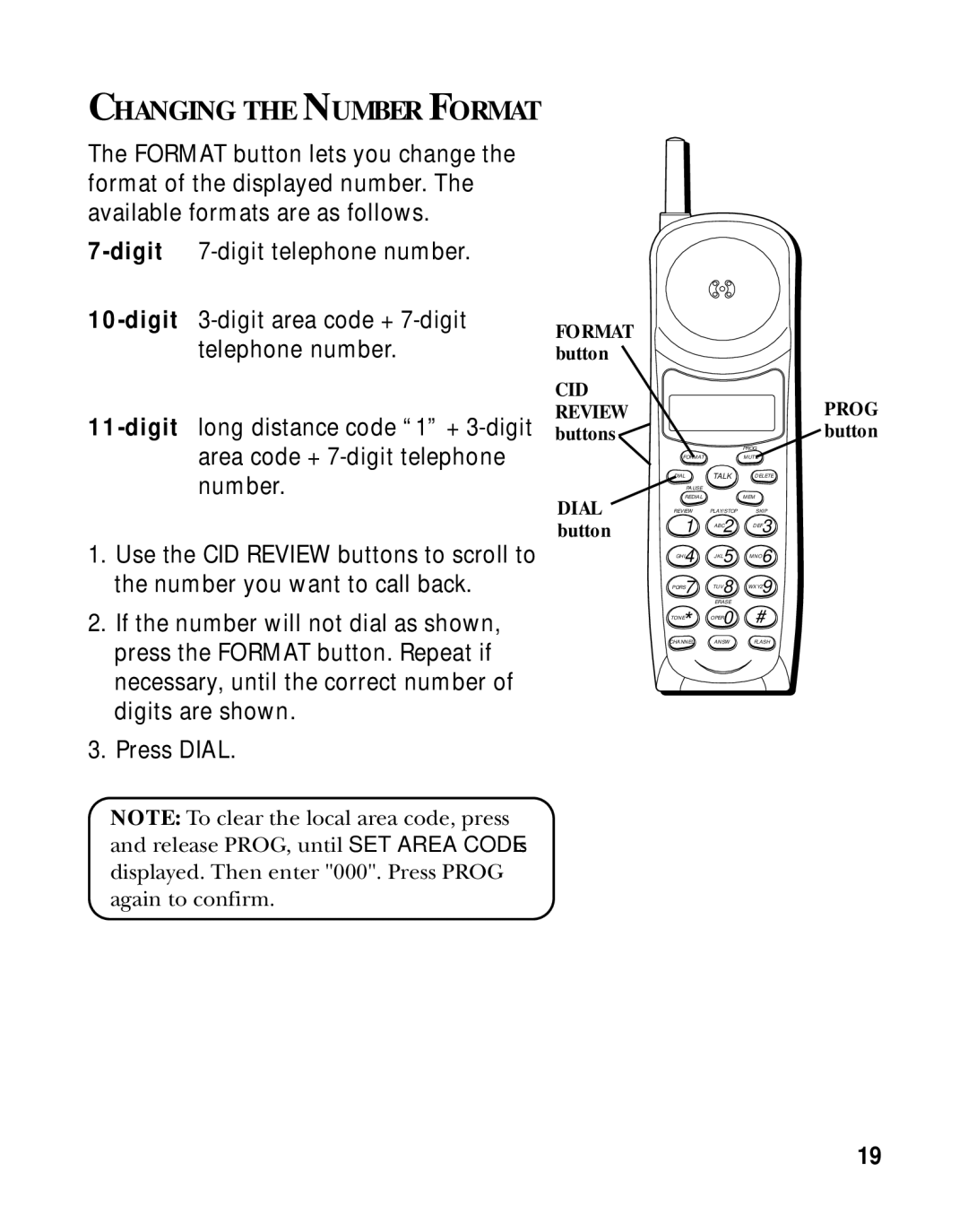 RCA 900 MHz manual Changing the Number Format 