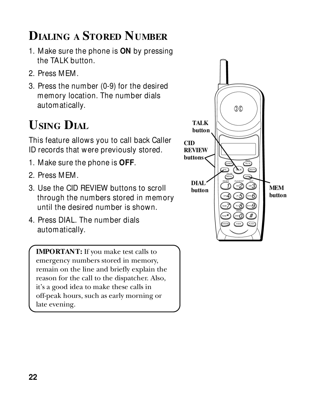 RCA 900 MHz manual Dialing a Stored Number, Using Dial 