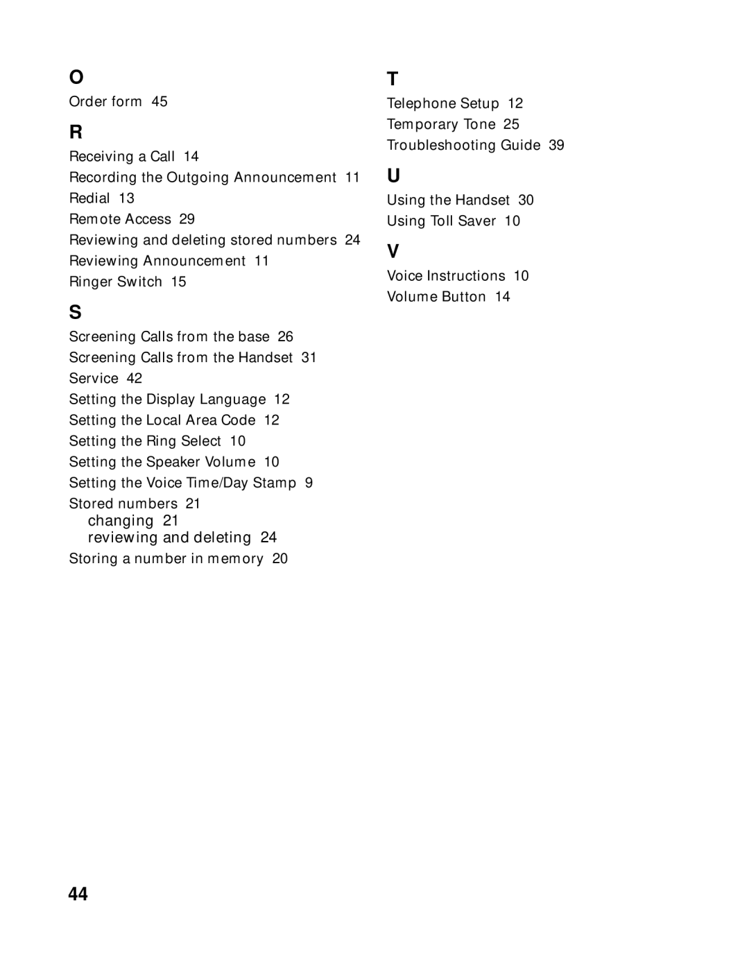 RCA 900 MHz manual Reviewing and deleting 