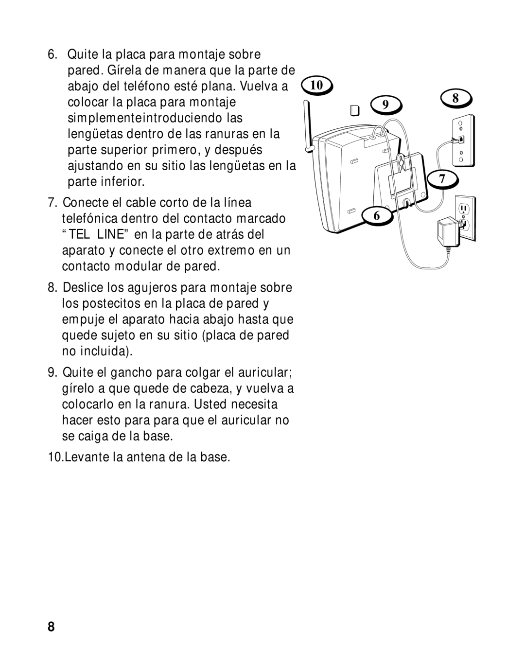 RCA 900 MHz manual Abajo del teléfono esté plana. Vuelva a 