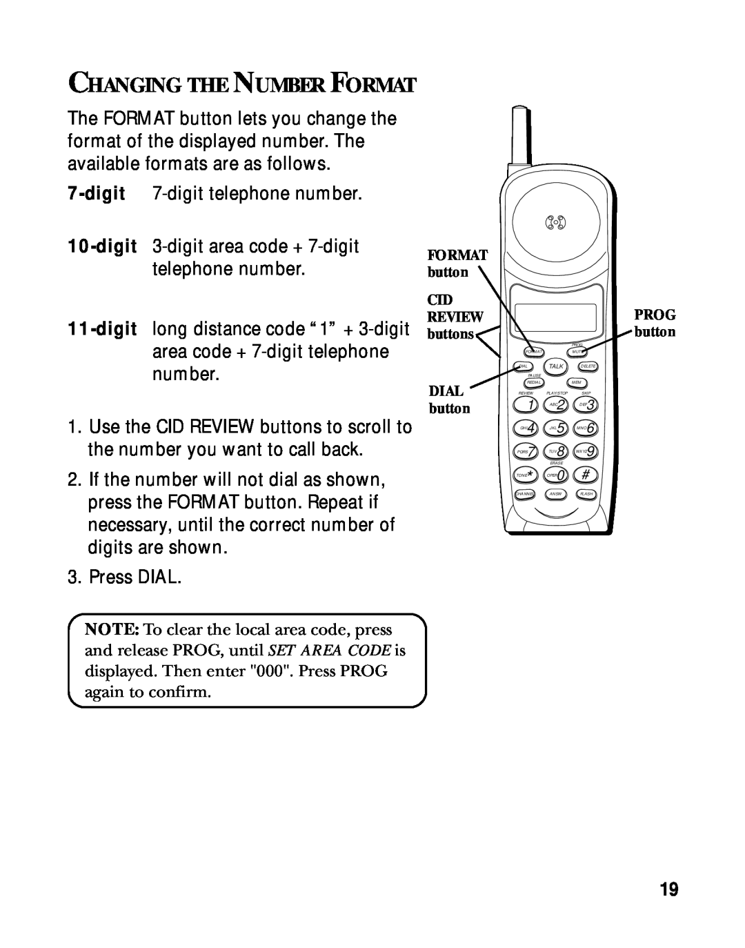 RCA 900 MHz manual Changing The Number Format, digit 