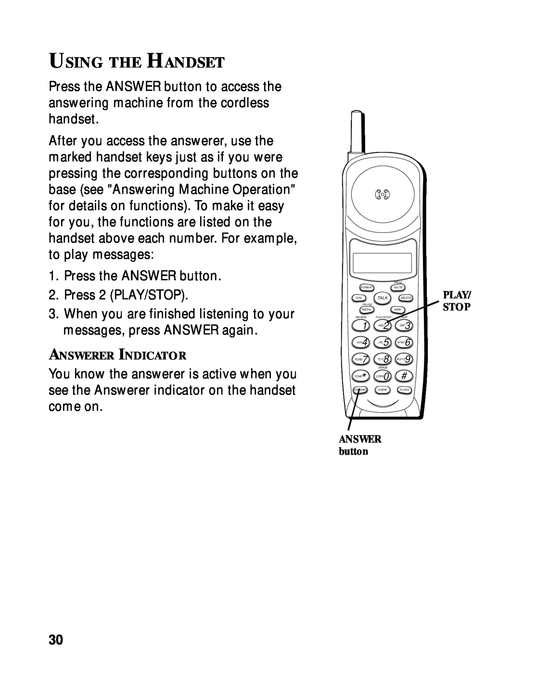 RCA 900 MHz manual Using The Handset 