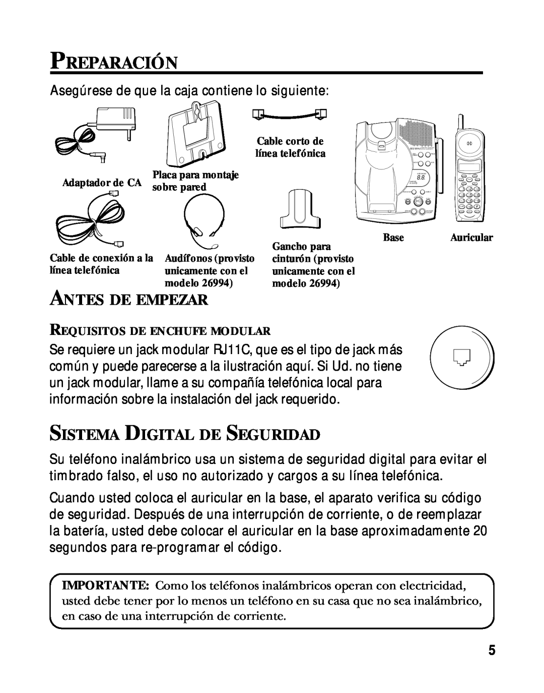 RCA 900 MHz manual Preparación, Antes De Empezar, Sistema Digital De Seguridad 