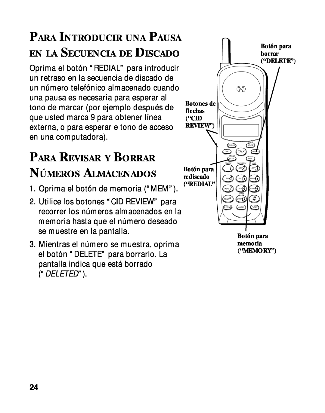 RCA 900 MHz manual Para Revisar Y Borrar, Números Almacenados 