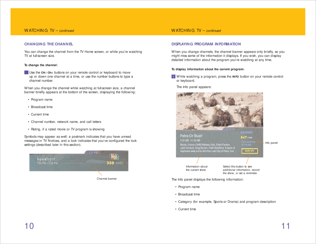 RCA 980-04038-800 manual Watching TV, Changing the Channel, Displaying Program Information 