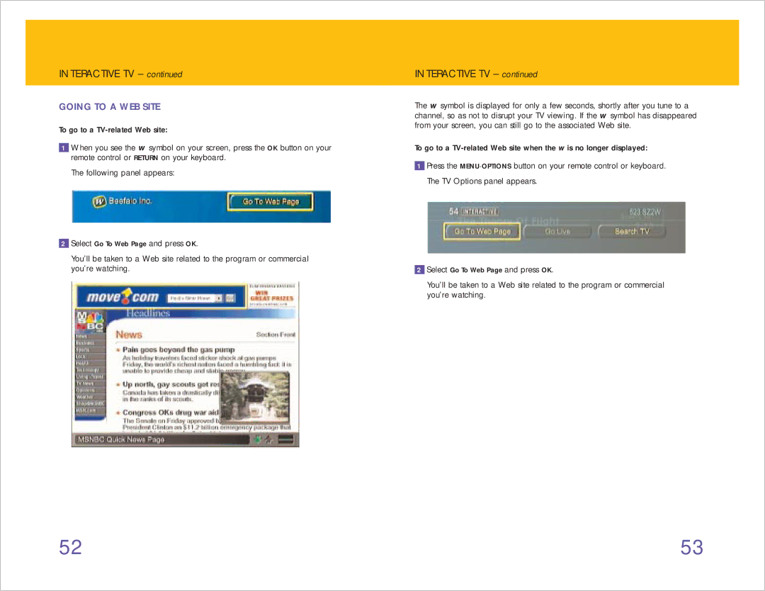 RCA 980-04038-800 manual Interactive TV, Going to a WEB Site 