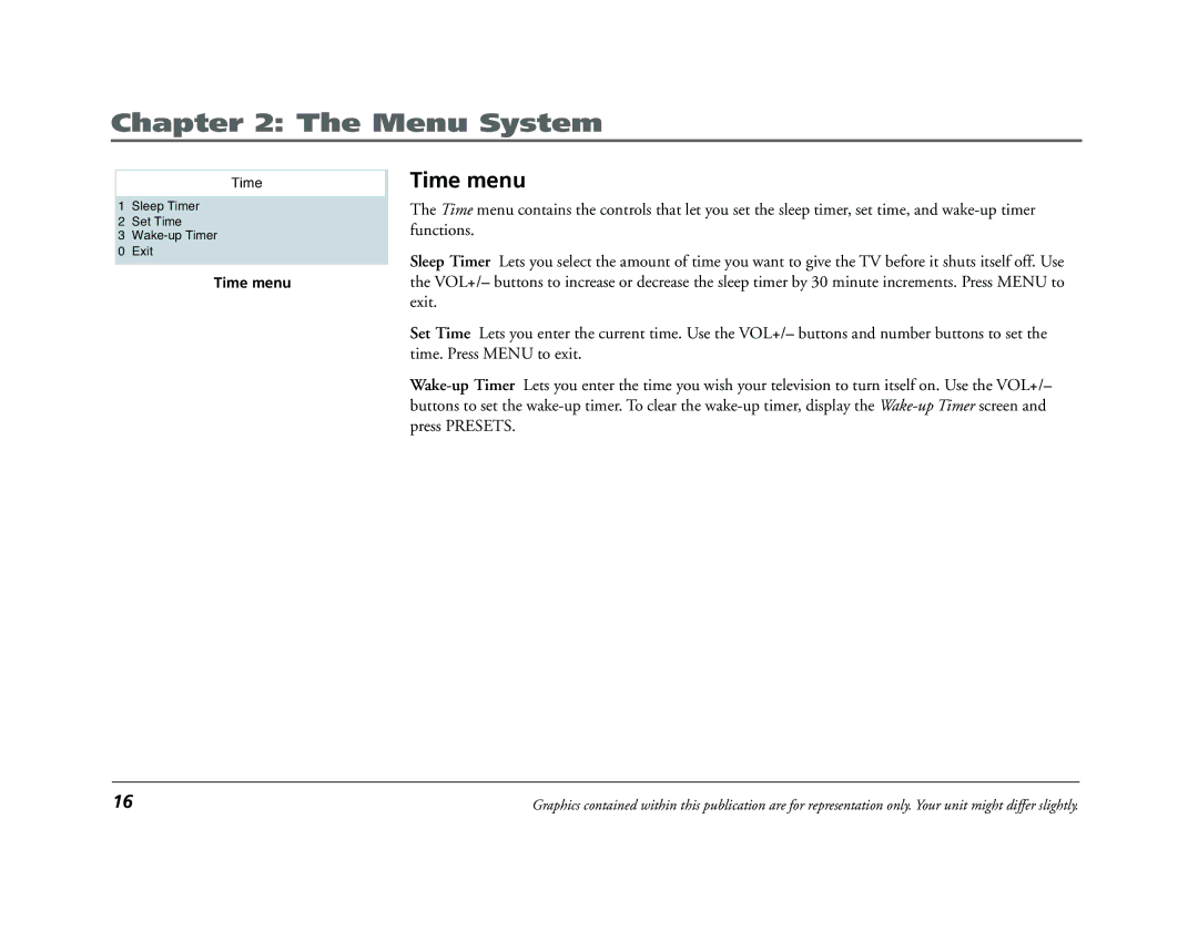 RCA 9V345T manual Time menu 