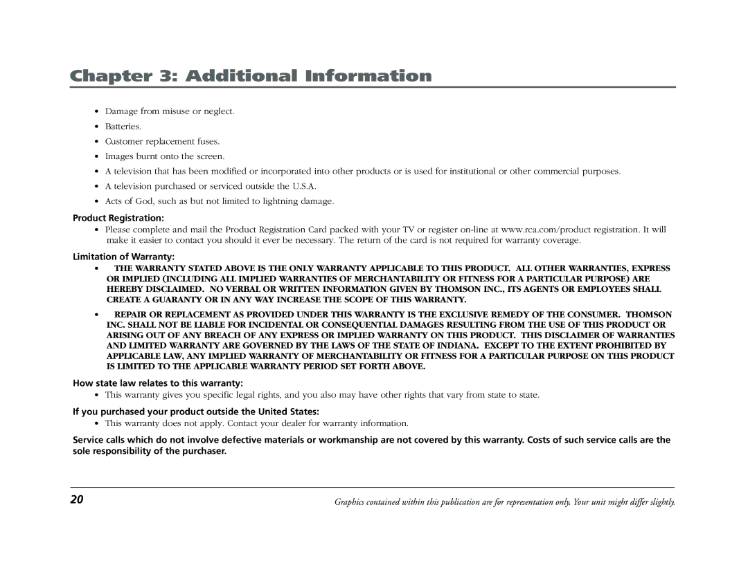 RCA 9V345T manual Product Registration Limitation of Warranty, How state law relates to this warranty 