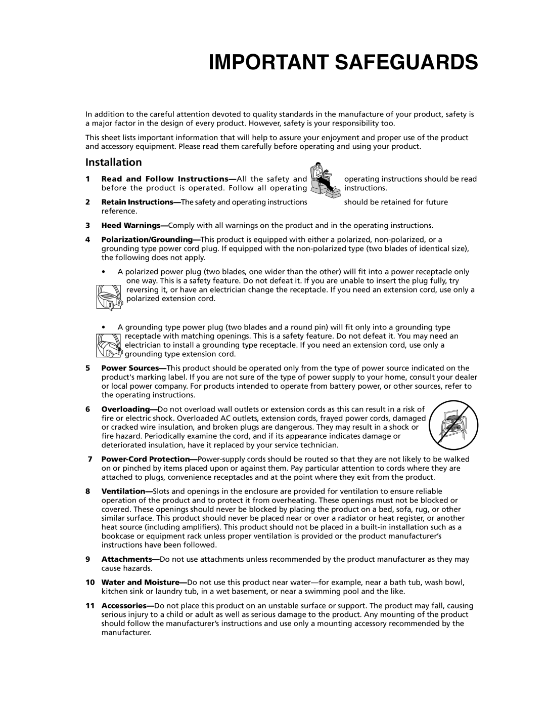 RCA 9V400TD manual Important Safeguards 