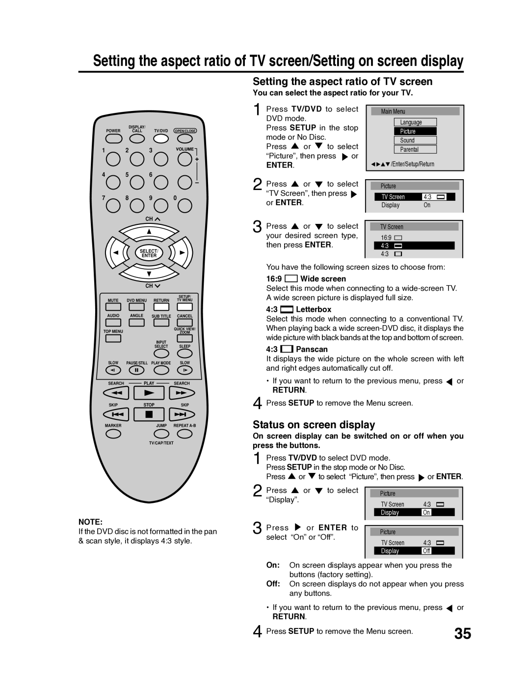 RCA 9V400TD manual Return 