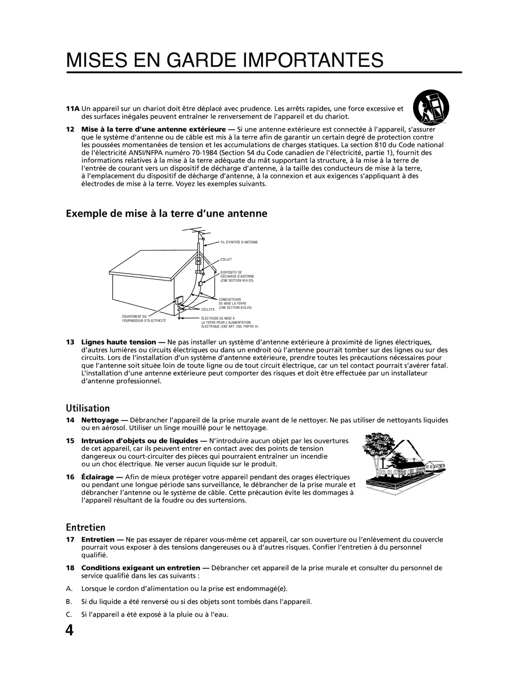 RCA 9V400TD manual Mises EN Garde Importantes 