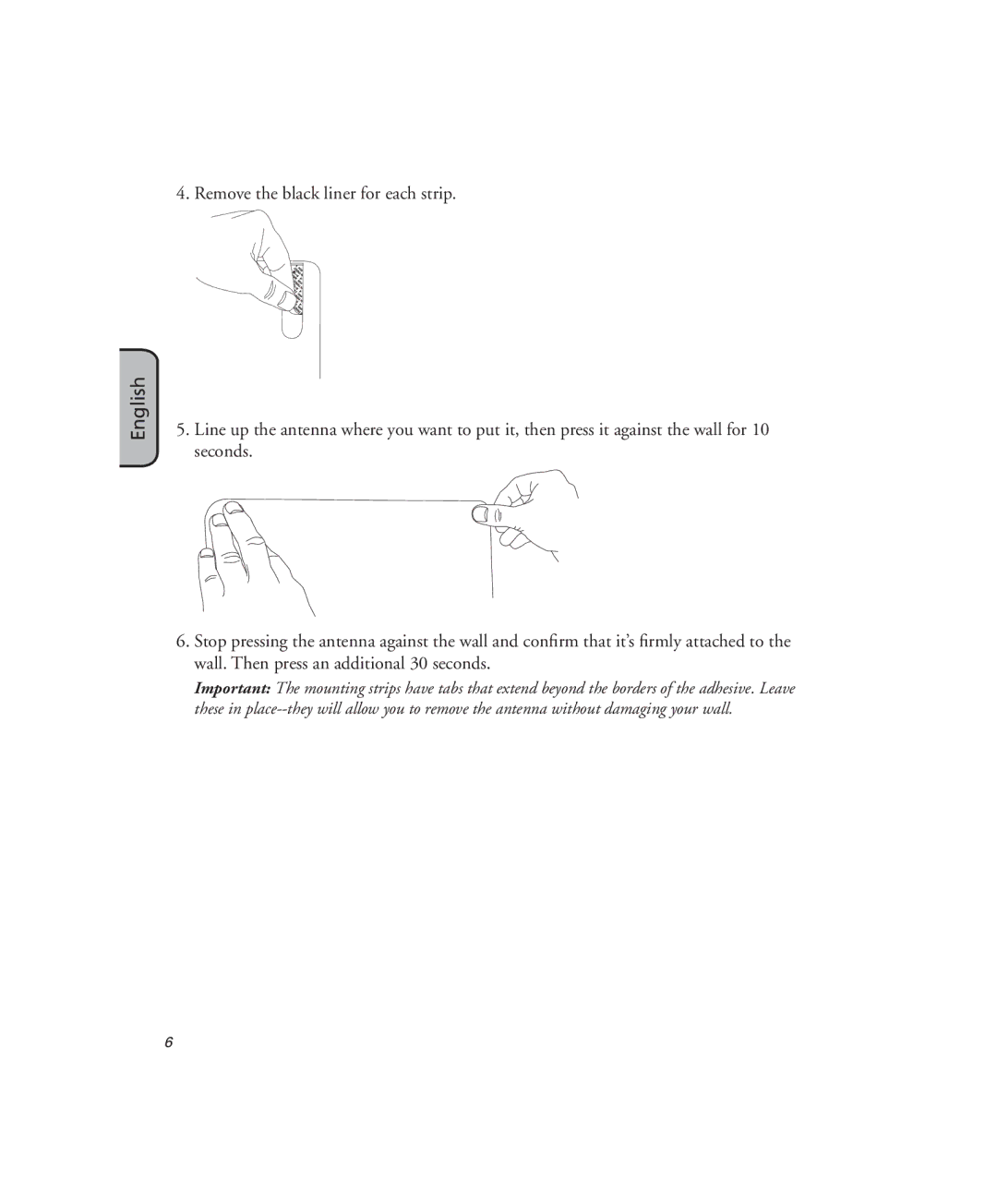 RCA ANT1150F manual Remove the black liner for each strip 