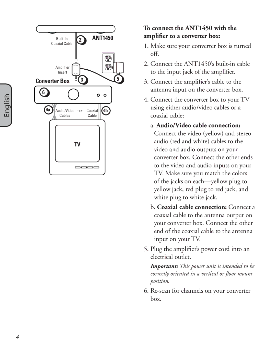 RCA manual To connect the ANT1450 with the amplifier to a converter box 