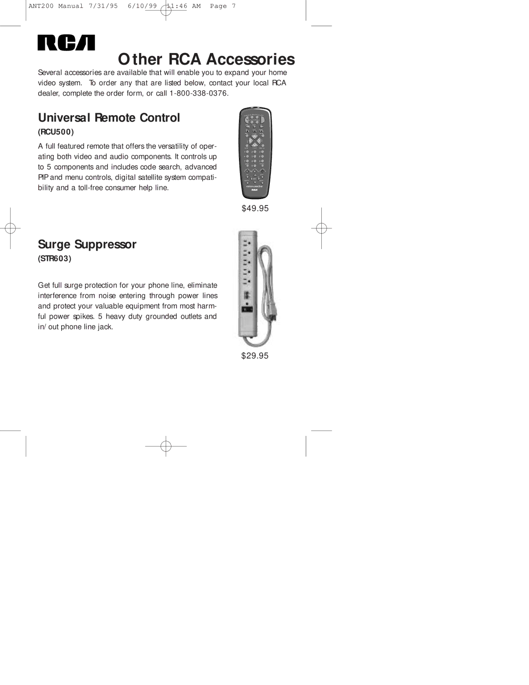 RCA ANT200 warranty Other RCA Accessories, Universal Remote Control 