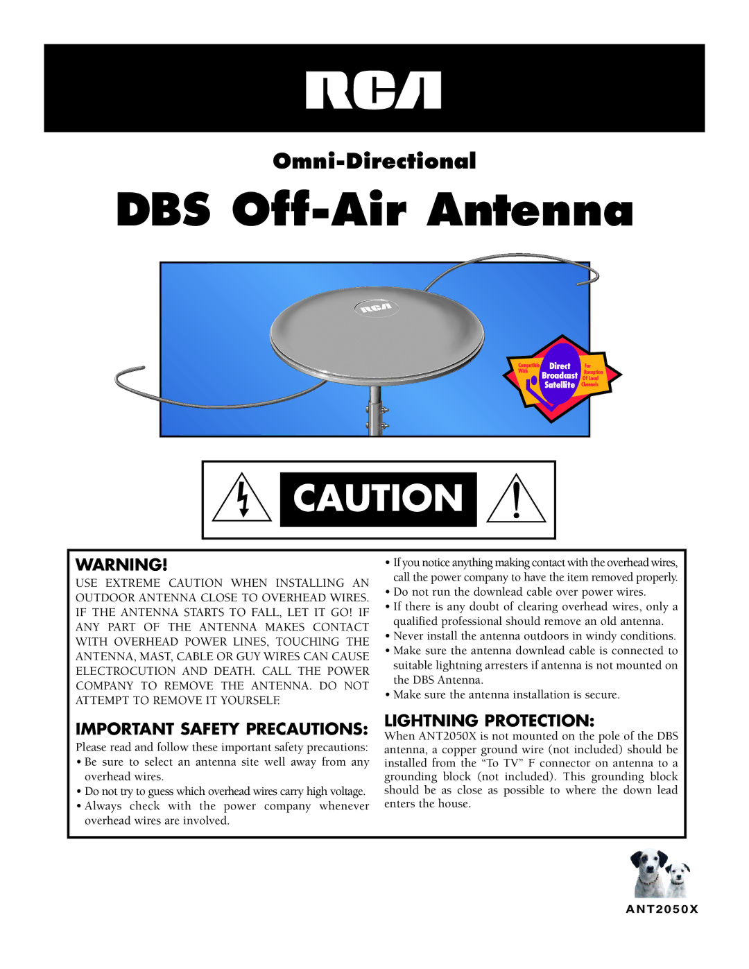 RCA ANT2050X specifications DBS Off-Air Antenna 