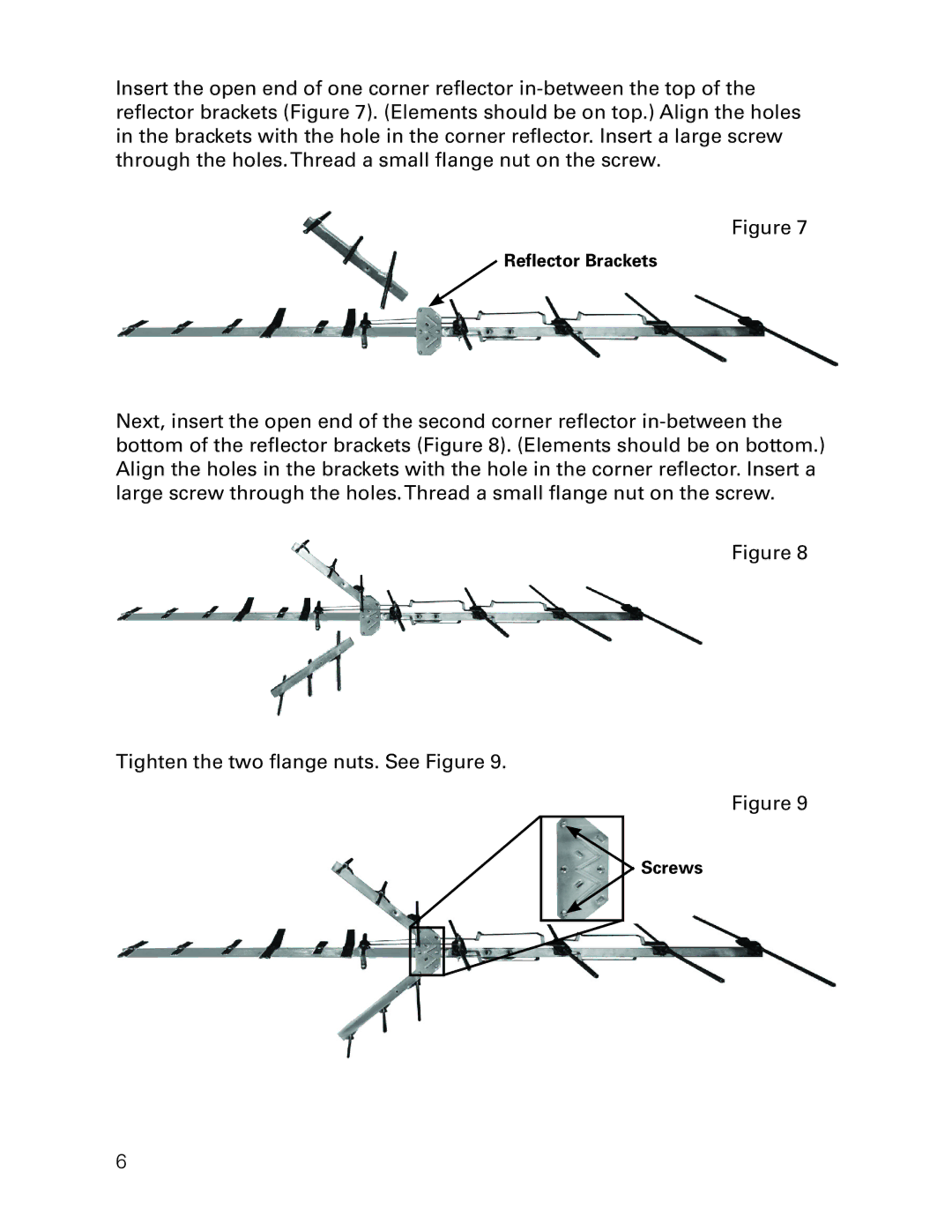 RCA ANT3037X installation manual Reflector Brackets 