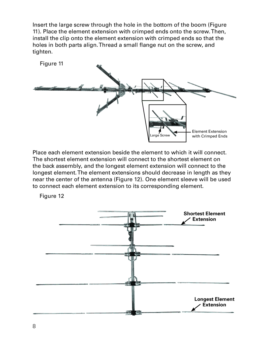 RCA ANT3037X installation manual Shortest Element Extension Longest Element 