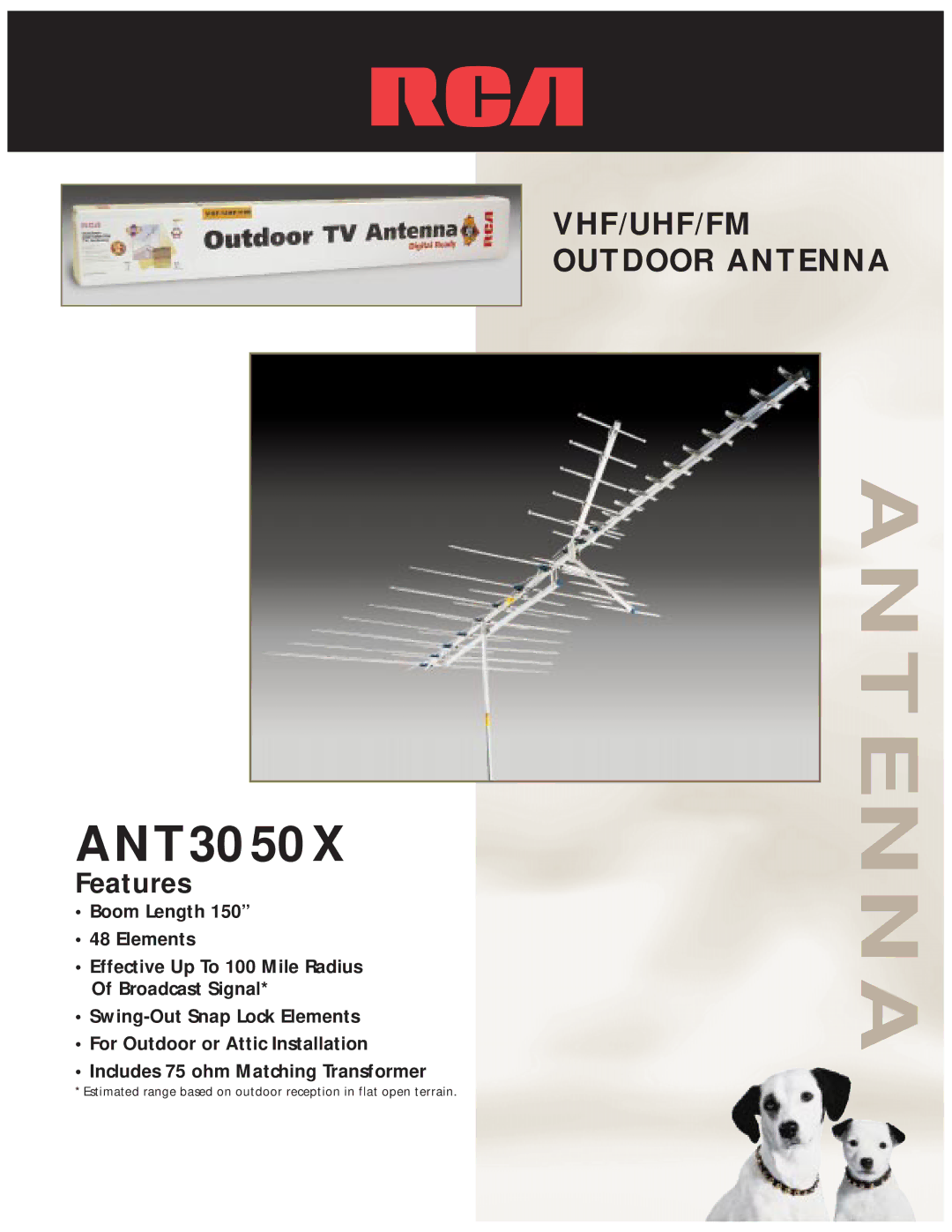 RCA ANT3050X manual Antenna, Features 