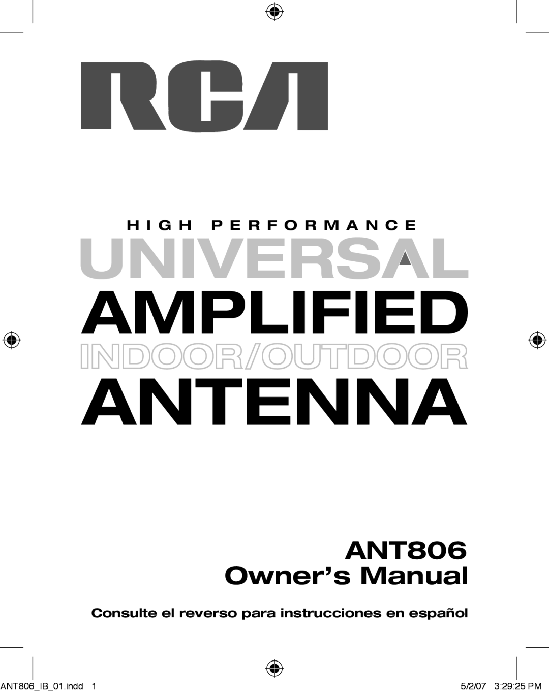 RCA ANT806 owner manual Antenna, Consulte el reverso para instrucciones en español 