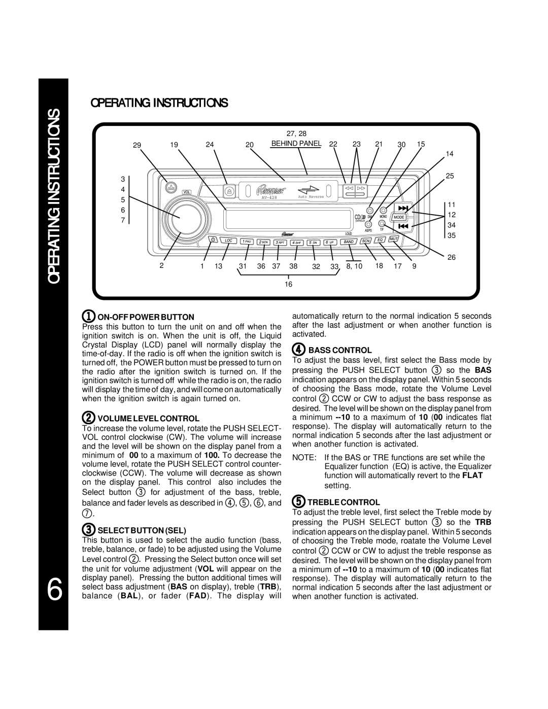 RCA AV-428 manual Operating Instructions 